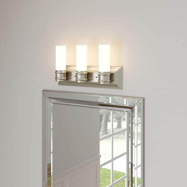 Hampton Bay 3-Light Brushed Nickel Wall Vanity Fixture