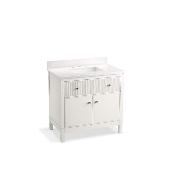 KOHLER Malin 37in. Single Sink Freestanding White Bath Vanity with White Quartz Top Assembled