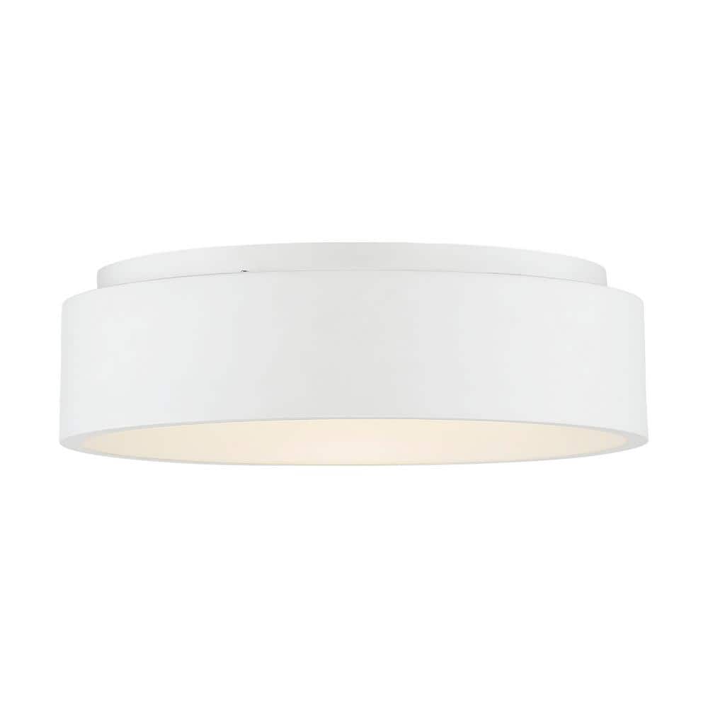 White Glass LED Drum Flush Mount Ceiling Light