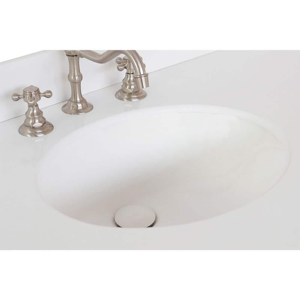 37 in. White Quartz Vanity Top with White Ceramic Undermount Sink