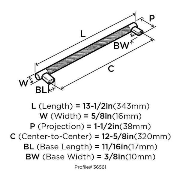 Esquire 12-5/8" Satin Nickel and Bronze Cabinet Pull