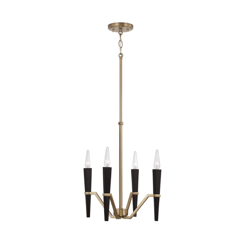 Enzo 16 in. 4-Light Aged Brass and Black Chandelier with No Bulbs Included price history on PriceWatchPro