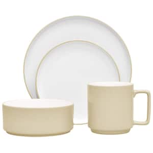 Colortex Stone Ivory Porcelain 4-Piece Place Setting, Service for 1