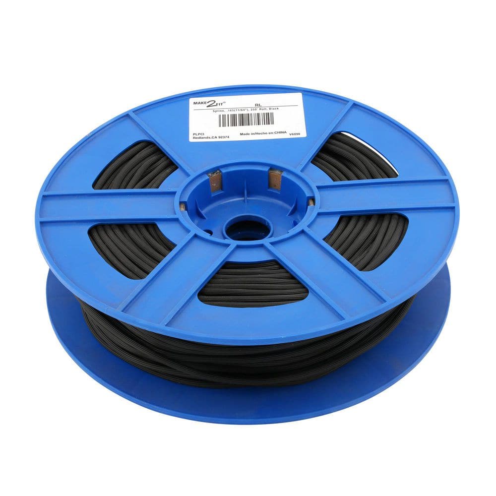 Screen Retainer Spline, 0.175 In., Vinyl, Black In Color, 1,320 Ft. (1