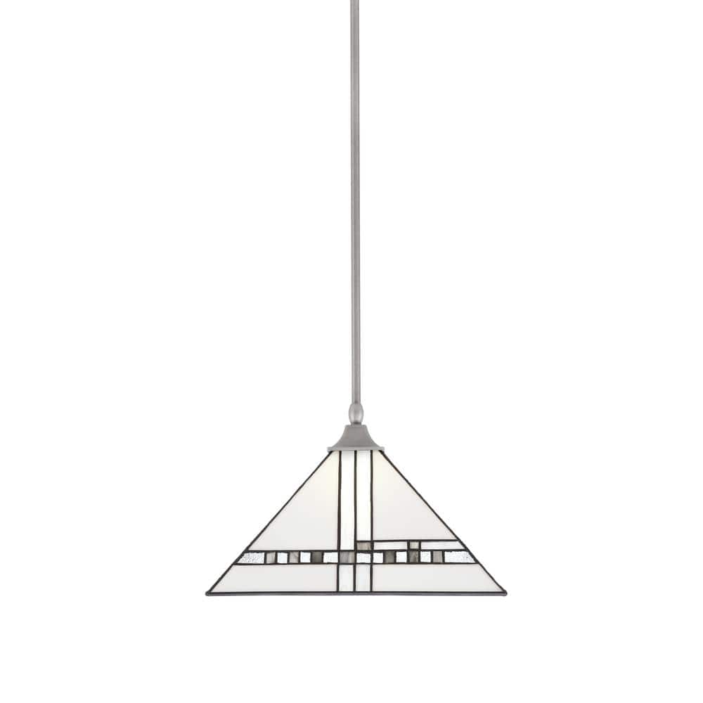 Kingston 14 in. 1-Light Brushed Nickel Stem Pendant Light with 14 in. New D
