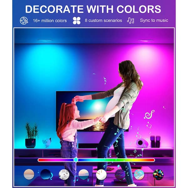 4 in. Gimbal Smart WiFi LED Recessed Lights, RGBCW Color Changing, Alexa Google Home, No Hub, 2700K-6500K,IC Rated, 4Pcs