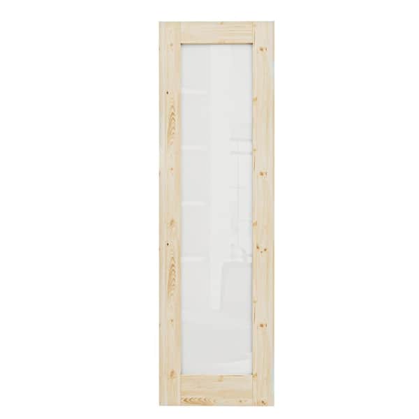 18 in. x 80 in. 1-Lite Tempered Frosted Glass Unfinished Solid Core Pine Wood Interior Door Slab