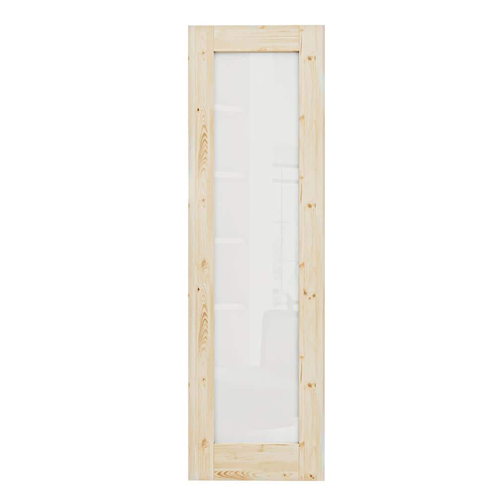 24 in. x 80 in. 1-Lite Tempered Frosted Glass Unfinished Solid Core Pine Wood Interior Door Slab price history on PriceWatchPro