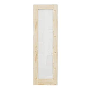 24 in. W. x 80 in. Unfinished Solid Core Pine Wood 1-Lite Tempered Frosted Glass Interior Door Slab