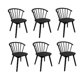 Winson Black Solid Wood Talia Dining Chair Windsor Back Farmhouse Spindle Dining Chair Side Chair Set of 6