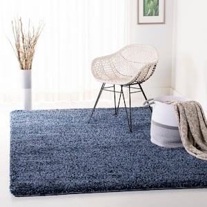 California Shag Navy 4 ft. x 4 ft. Square Solid Area Rug