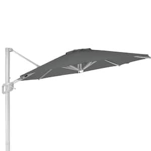 12 ft. Patio Offset Umbrella Cantilever Umbrella, Center light and Strip Lights in Dark Grey