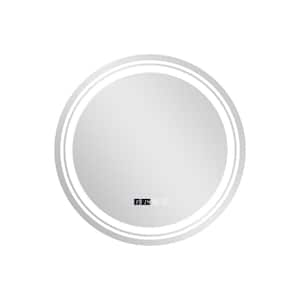 23.5 in. W x 23.5 in. H Round Frameless Anti-Fog Round LED Wall Bathroom Vanity Mirror with 3 Color LED Lights