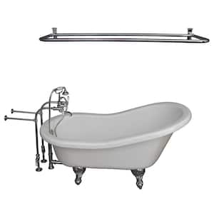5.6 ft. Acrylic Ball and Claw Feet Slipper Tub in White with Polished Chrome Feet