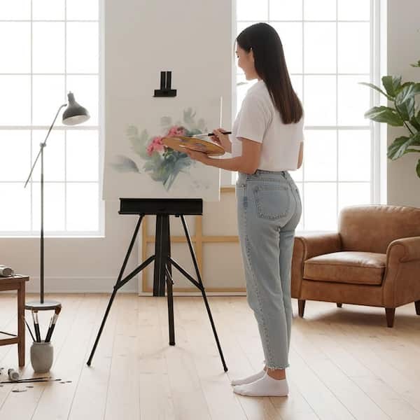 Premier 41 in. W x 27 in. D x 57 in. H Artist Height Adjustable Display Easel with Tilt