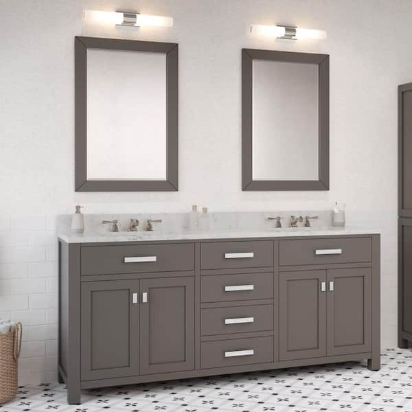 72 in. W x 21.5 in. D x 34 in. H Vanity in Cashmere Grey with Marble Vanity Top in Carrara White