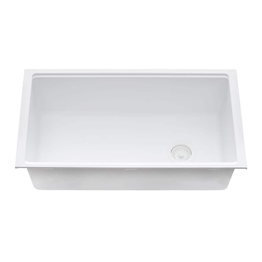 Arctic White Granite Composite Drop-In Workstation Sink