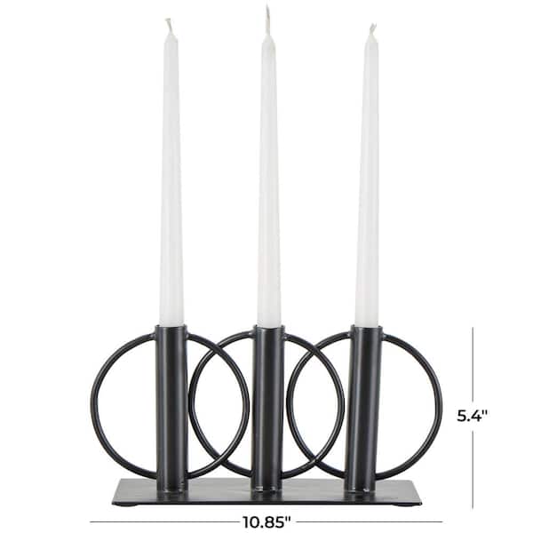 Litton Lane 5 in. Black Metal Overlapping Circular Ring Candelabra