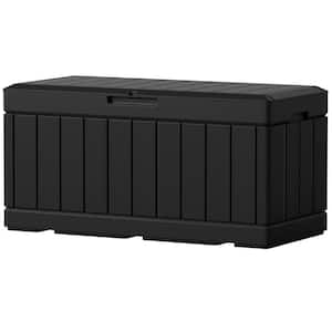 Black 85 Gallon Large Resin Deck Box Waterproof Outdoor Storage with Padlock Indoor Outdoor Organization