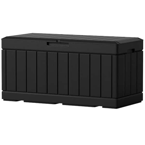 Black 85 Gal. Large Resin Deck Box Waterproof Outdoor Storage with Padlock Indoor Outdoor Organization
