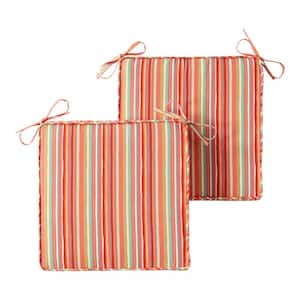 18 in. x 18 in. Watermelon Stripe Square Outdoor Seat Cushion (2-Pack)