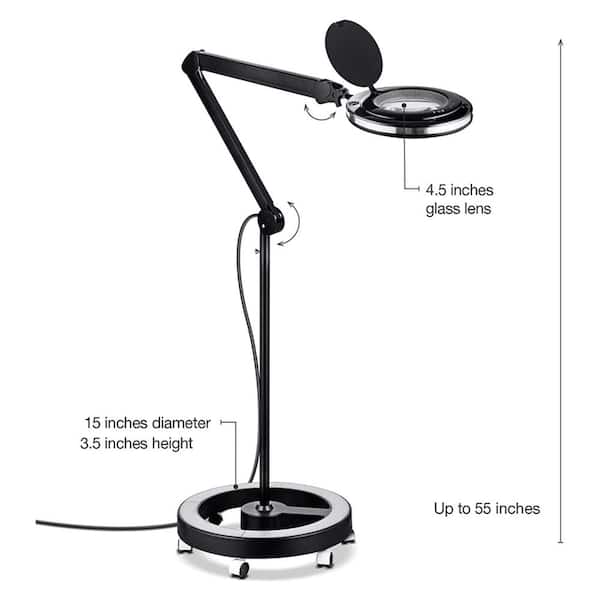 Brightech LightView Pro 3 in 1 Magnifying Lamp - Bright LED Light with  Magnifier - Floor Lamp Converts to Desk - Comfort, Flexibility & Durability  for