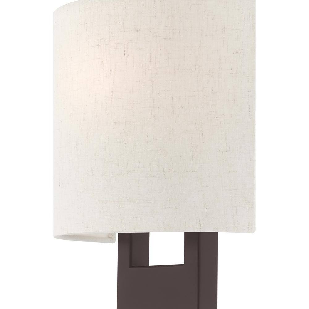 Hayworth Bronze 1-Light Dimmable Wall Sconce with Oatmeal Shade