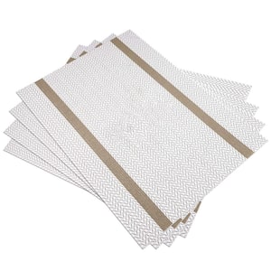 18 in. x 12 in. Beige Vinyl Weave Placemats (Set of 4)