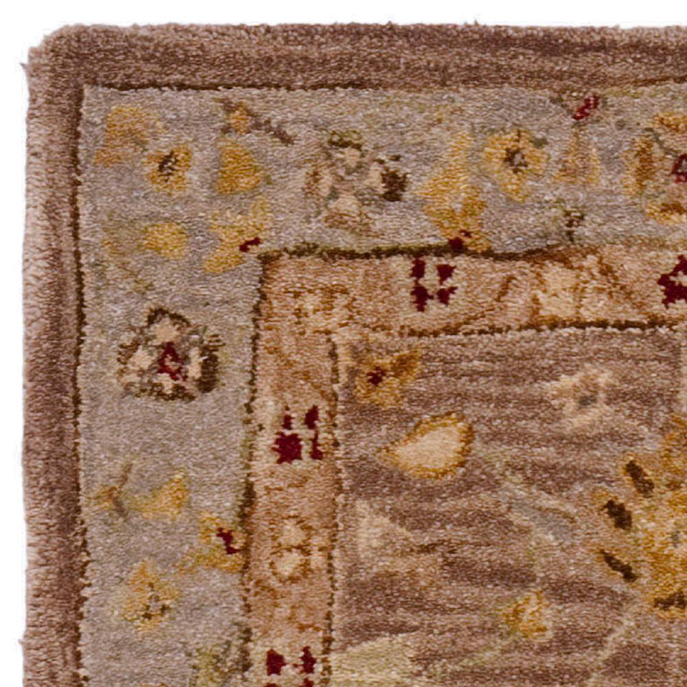 Hand Tufted Ivory and Tan Floral Wool Runner Rug