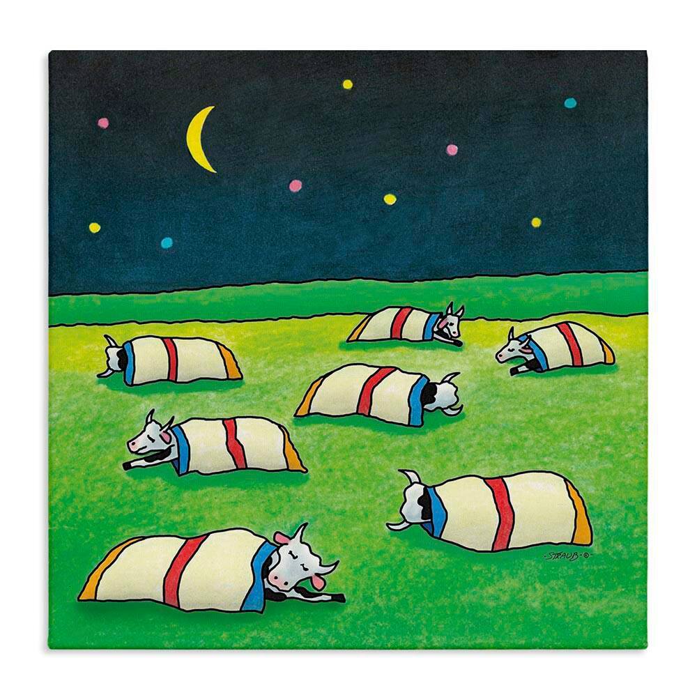 Pasture Cows Bedtime by Roger Straub Unframed Animal Graphic Art Print 17 in. x 3 in. price history on PriceWatchPro