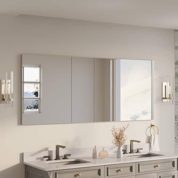 72 in. W x 30 in. H Rectangular Recess/Surface Mount Medicine Cabinet with Mirror, 4-Soft Close Door