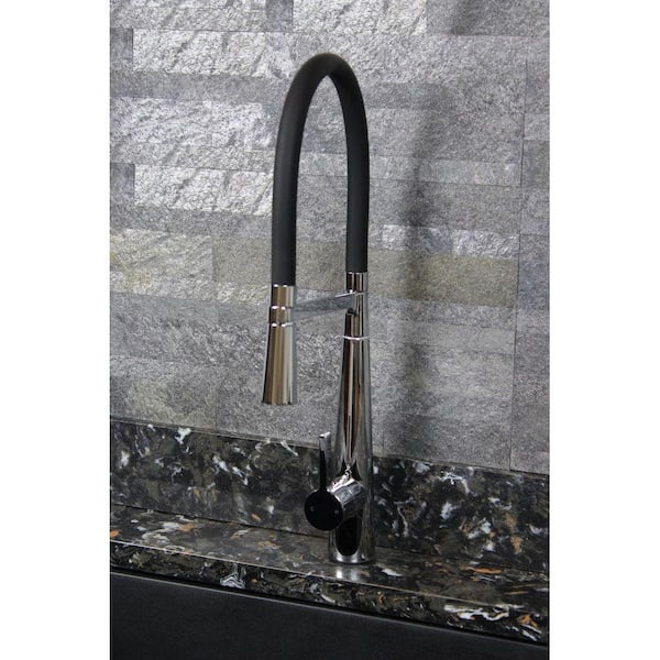Bell'arte Single-Handle Pull-Down Sprayer Kitchen Faucet in Polished Chrome/Black