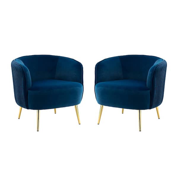 JAYDEN CREATION Sarpedon Navy Barrel Chair with Metal Legs (Set of 2)