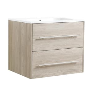 24 in. W x 18.1 in. D x 20.2 in. H Single Sink Floating Mounted Bath Vanity in White Oak with White Resin Top