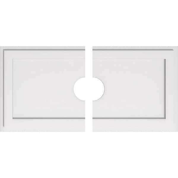 Ekena Millwork 36 in. W x 18 in. H x 5 in. ID x 1 in. P Rectangle Architectural Grade PVC Contemporary Ceiling Medallion (2-Piece)