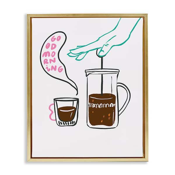 Stupell Industries Good Morning Espresso by Marina Astudillo Gold Floater Frame Food Graphic Art Print 31 in. x 25 in.