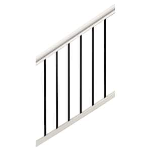 Premium 3 in x 68.35 in. x 36 in. White and Black Composite Stair Rail
