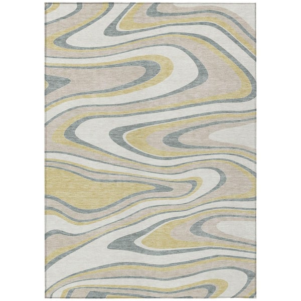 Chantille Machine Washable Indoor/Outdoor Abstract ACN2493 Ivory 10 ft. x 14 ft. Area Rug