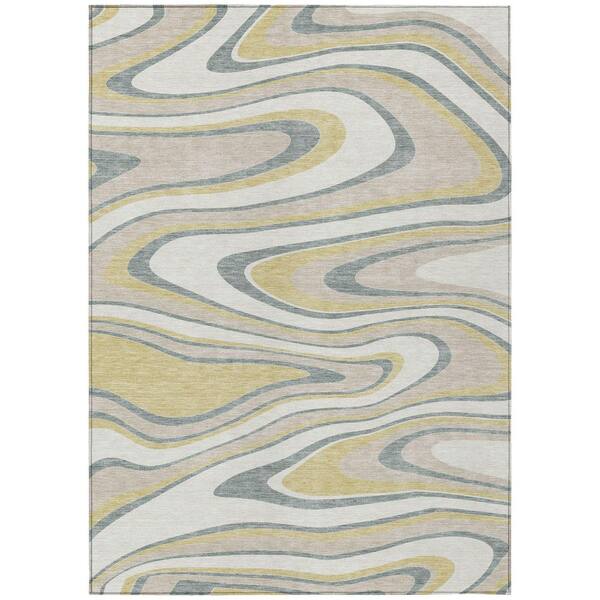 Chantille Machine Washable Indoor/Outdoor Abstract ACN2493 Ivory 3 ft. x 5 ft. Area Rug