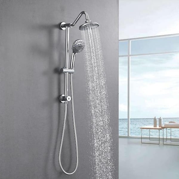 YONKI SUNSHIN INC Single Handle 5-Spray Shower Faucet, 2.5-GPM Bathroom Rain Shower System with Pressure Balance and Anti Scald in Chrome