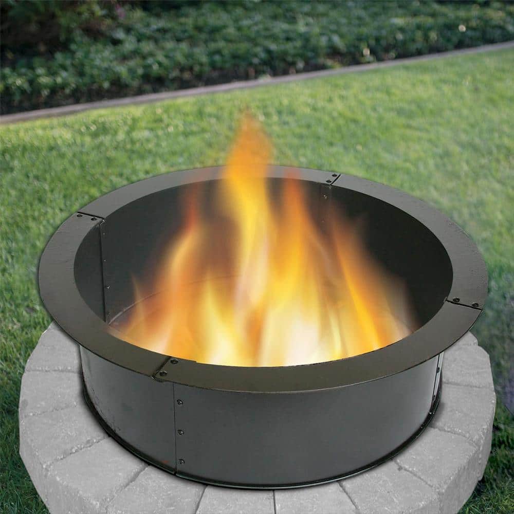 Black 36" Round Heavy-Duty Steel Fire Pit Ring