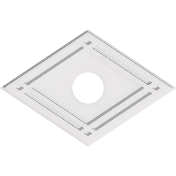 Ekena Millwork 28 in. W x 18-5/8 in. H x 5 in. ID x 1 in. P Diamond Architectural Grade PVC Contemporary Ceiling Medallion
