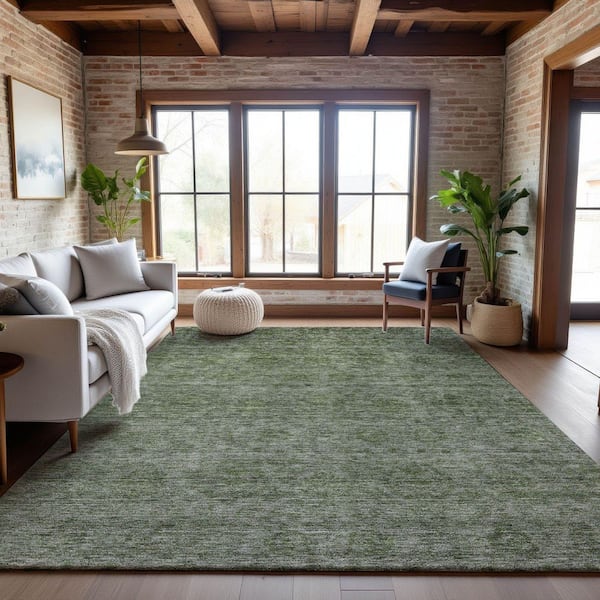 Mayfield Premium Machine Washable Abstract AMF1170 Olive 5 ft. x 7 ft. 6 in. Area Rug