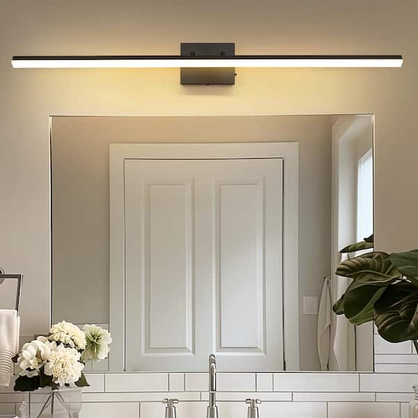 48 in. 1-Light 24W Black Integrated LED Vanity Light, Sleek Bathroom Wall Sconce, ideal for Mirrors and Makeup Areas