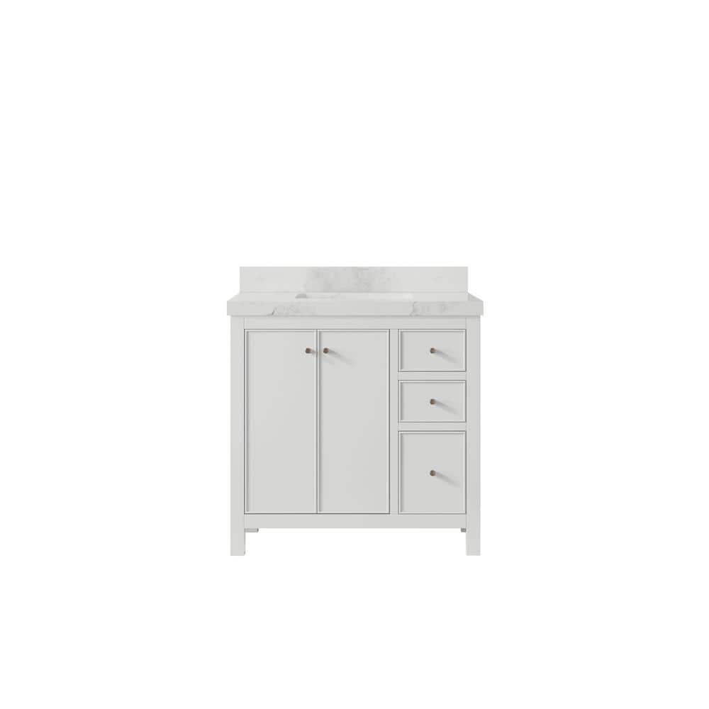 Chicago 36 in. Single Sink Freestanding White Bath Vanity with Calacatta Nuvo Qt. Top Unassembled price history on PriceWatchPro