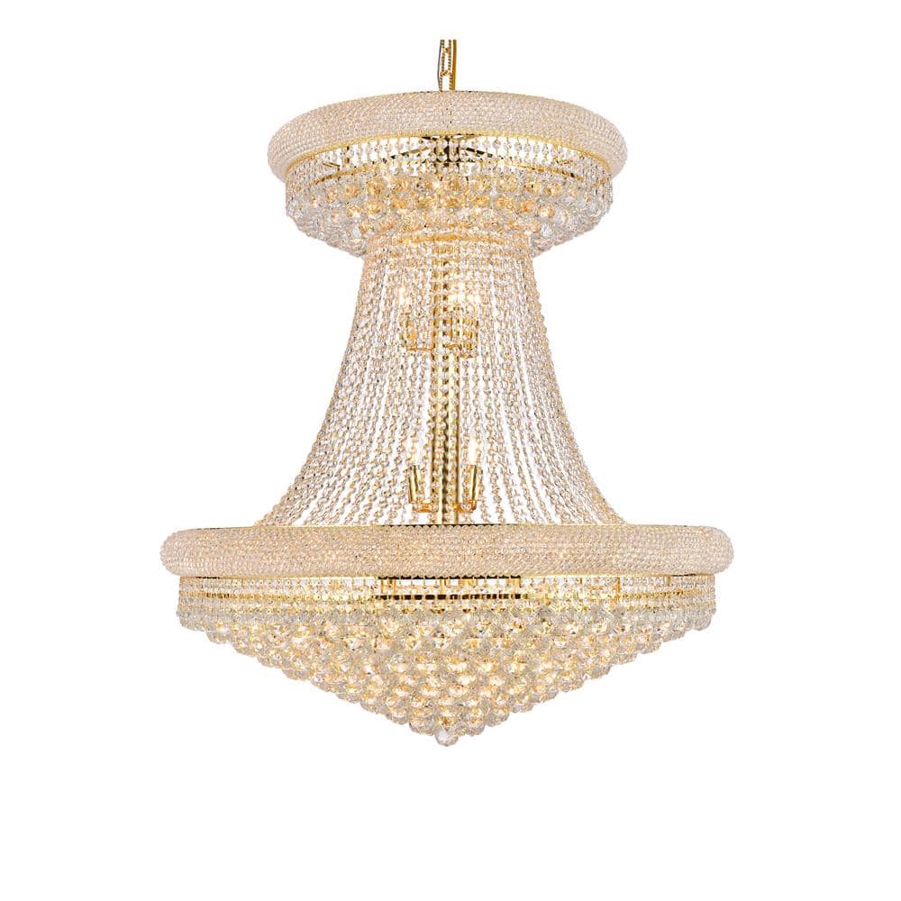 Timeless Home 36 in. L x 36 in. W x 45 in. H 28-Light Gold Transitional Cha