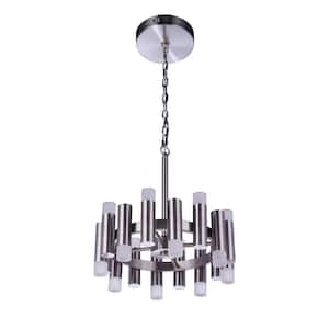 Simple Lux 16-Light Dimmable Integrated LED Brushed Polished Nickel Transitional Chandelier for Kitchen/Dining/Foyer