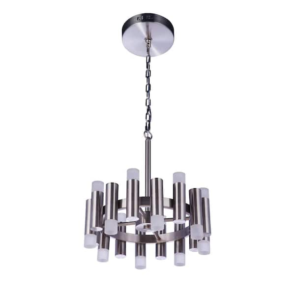 CRAFTMADE Simple Lux 16-Light Dimmable Integrated LED Brushed Polished Nickel Transitional Chandelier for Kitchen/Dining/Foyer