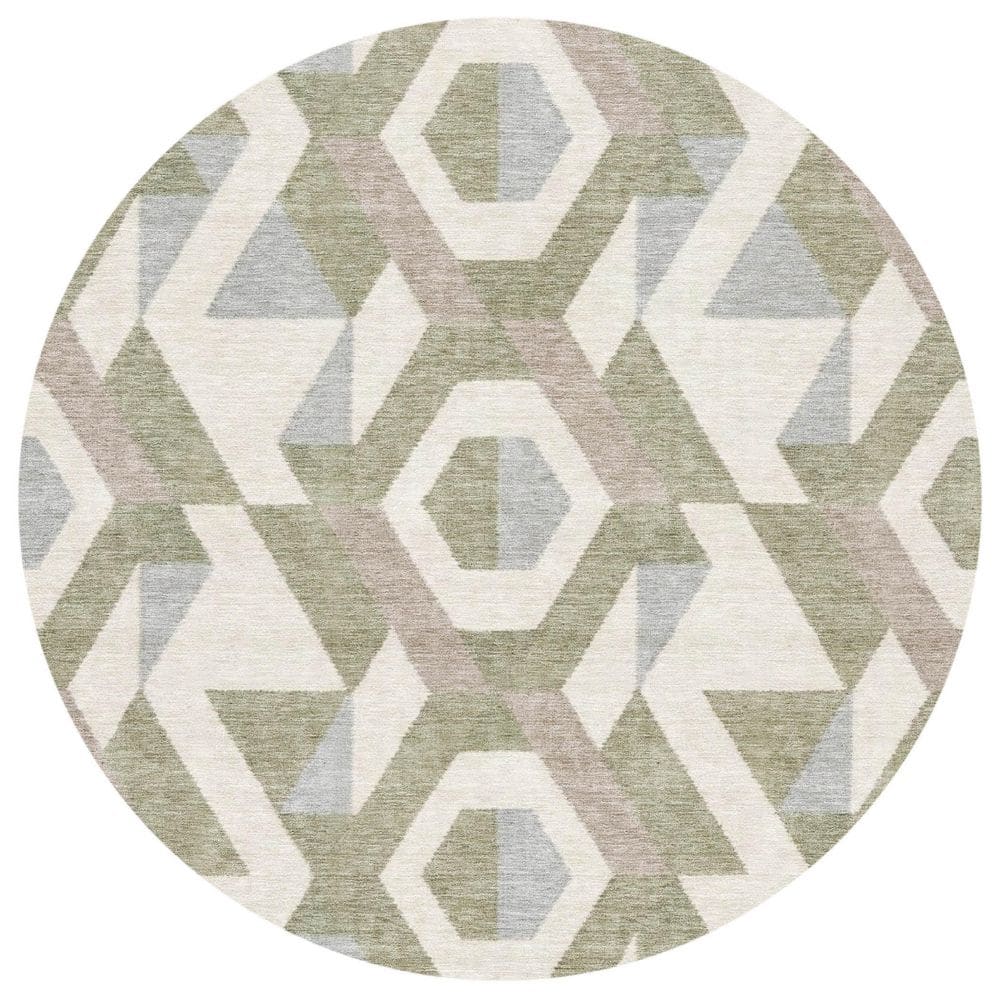 Chantille Machine Washable Indoor/Outdoor Abstract ACN2962 Linen 8 ft. x 8 ft. Round Rug price history on PriceWatchPro