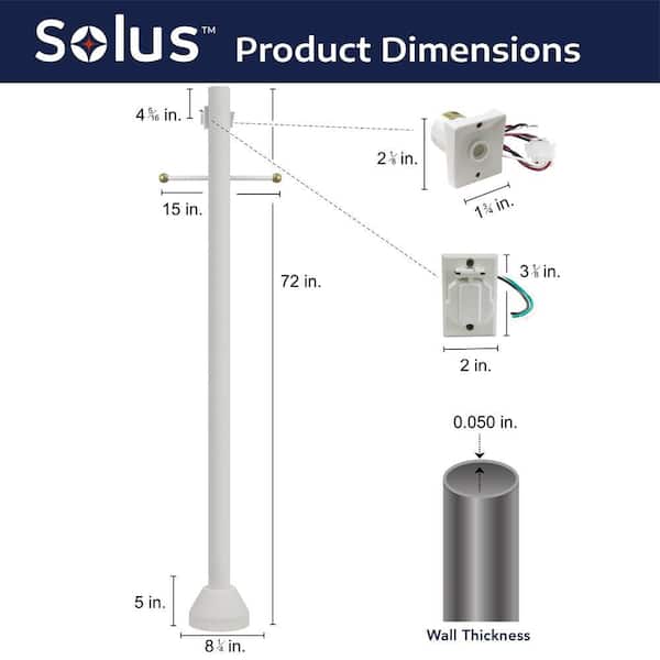 Solus 72-in White Modern/Contemporary Outdoor Pole | SM6-C320STV-WH
